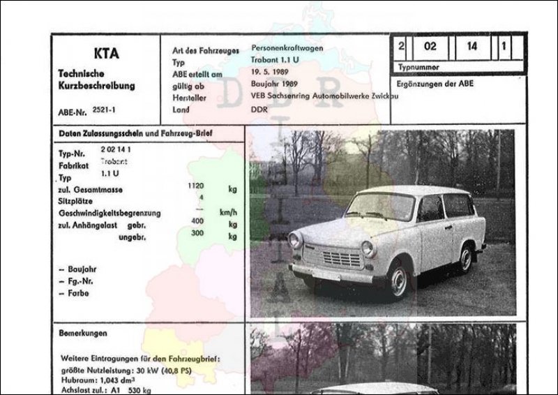 Personenkraftwagen Trabant 1.1 U