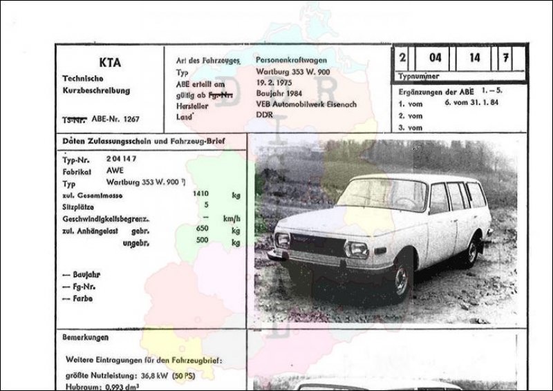 Personenkraftwagen Wartburg 353 W 900