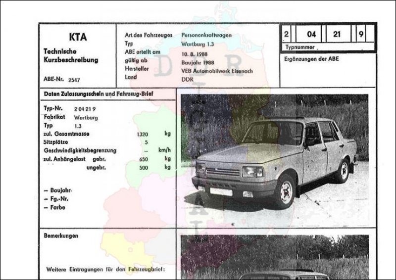 Personenkraftwagen Wartburg 1.3