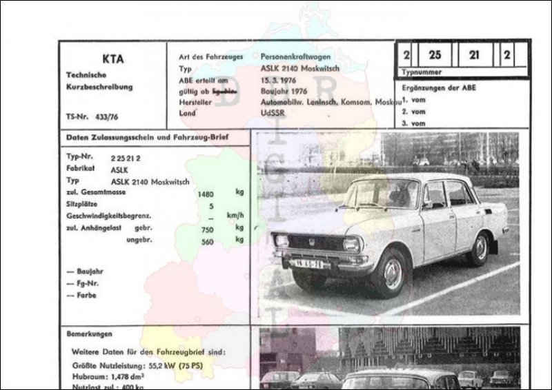 Personenkraftwagen ASLK 2140 Moskwitsch