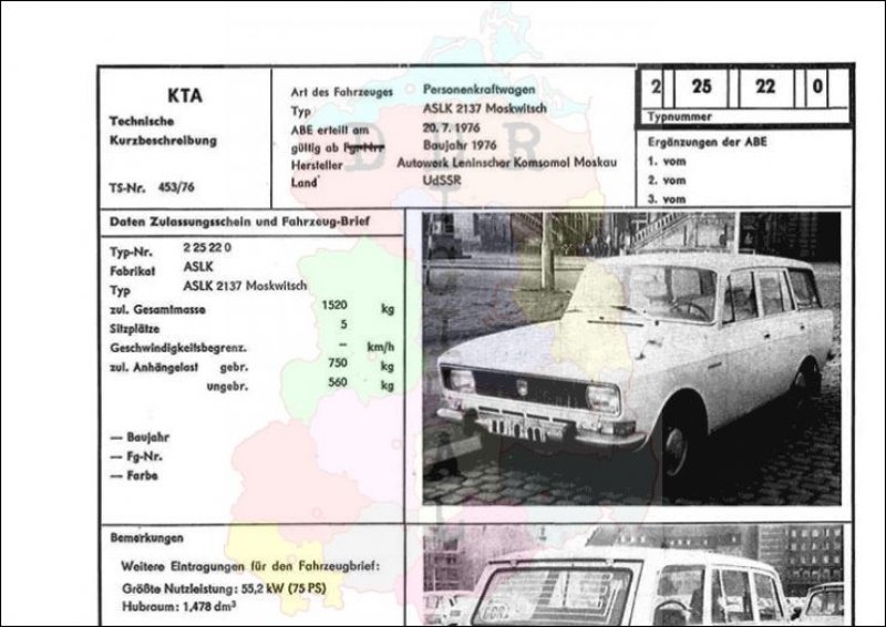 Personenkraftwagen ASLK 2137 Moskwitsch