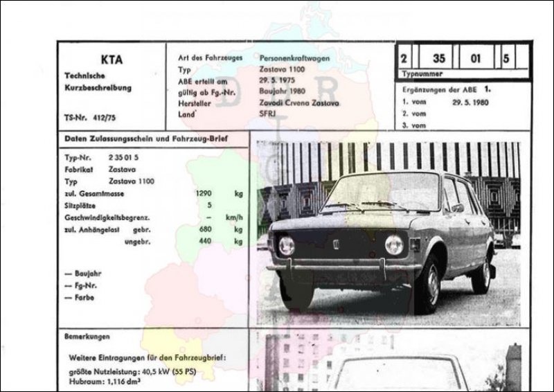 Personenkraftwagen Zastava 1100
