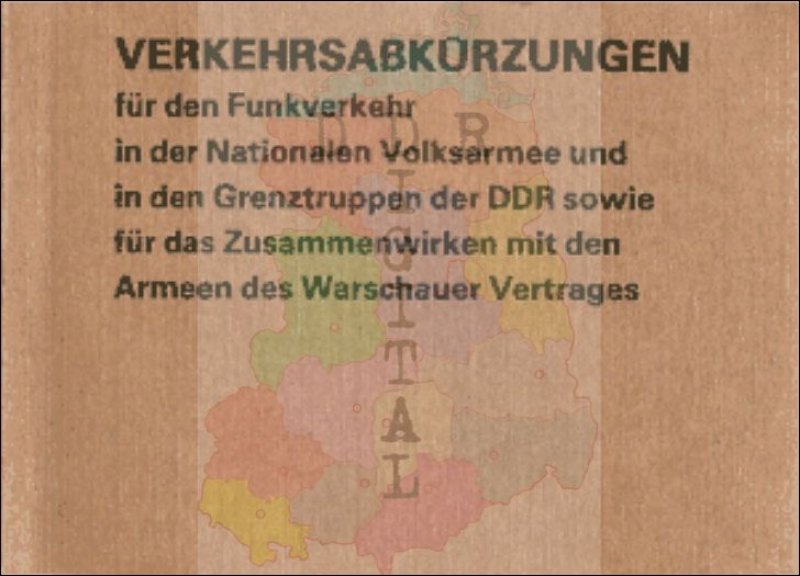 Verkehrsabkürzungen für den Funkverkehr in der Nationalen Volksarmee und in den Grenztruppen der DDR