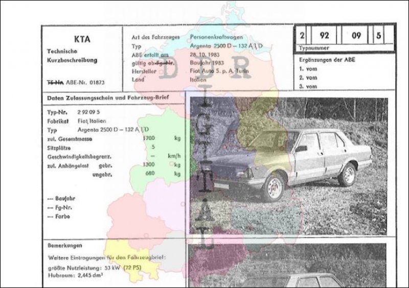 Personenkraftwagen Argenta 2500 D - 132 A/I/D