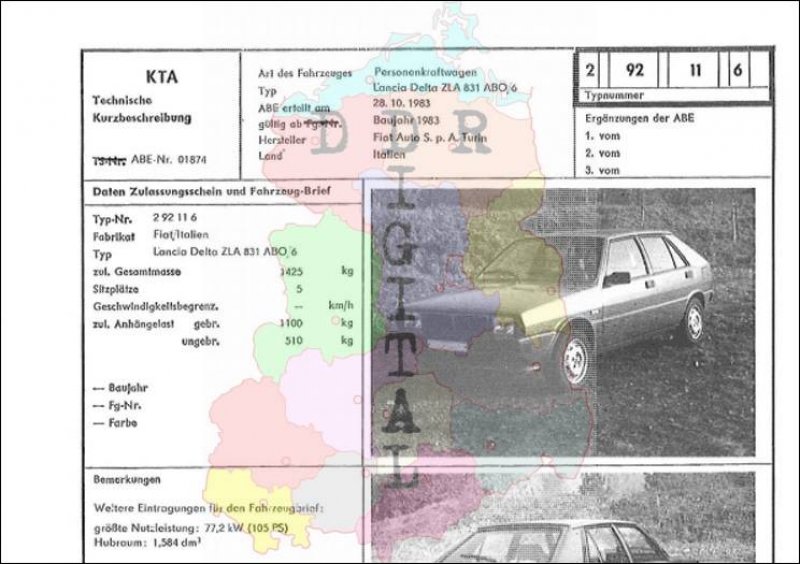 Personenkraftwagen Lancia Delta ZLA 831 ABO/6