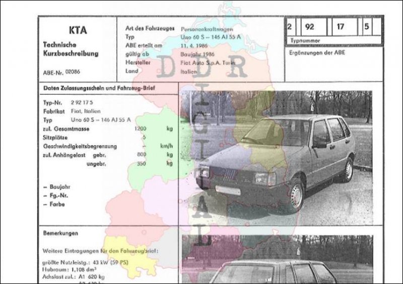 Personenkraftwagen Uno 60 S - 146 AJ 55 A