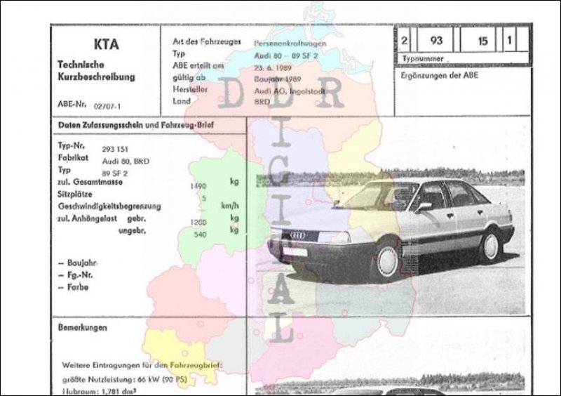 Personenkraftwagen Audi 80 - 89 SF 2