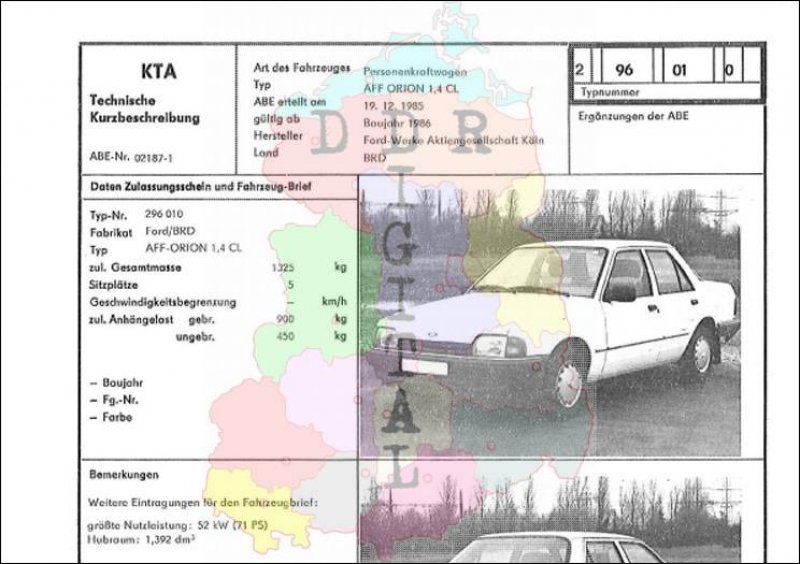 Personenkraftwagen AFF ORION 1,4 CL