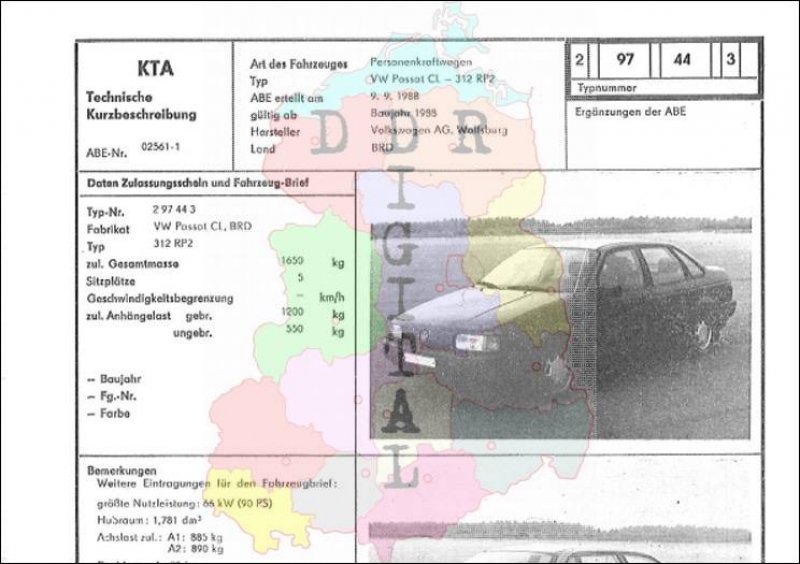 Personenkraftwagen VW Passat CL - 312 RP2