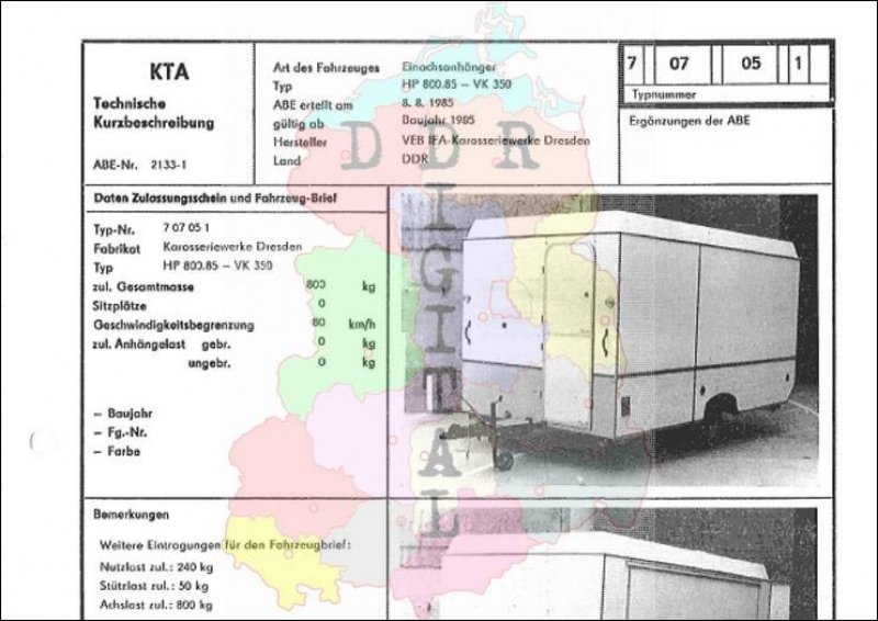 Einachsanhänger HP 800.85 - VK 350