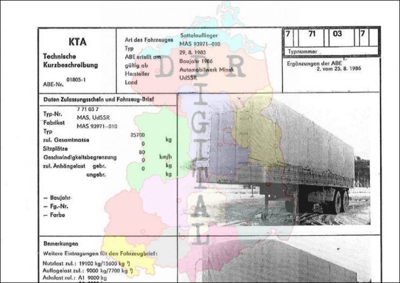 Sattelauflieger MAS 93971 - 010