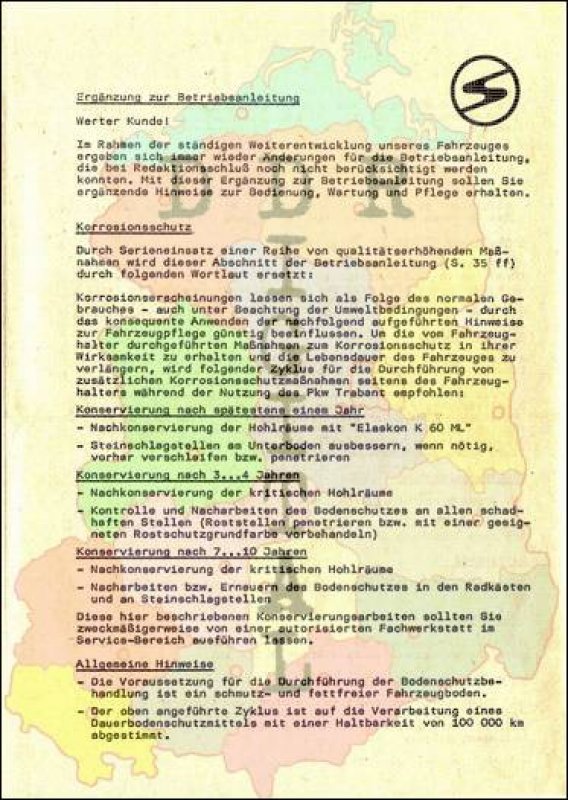 Ergänzung zur Betriebsanleitung