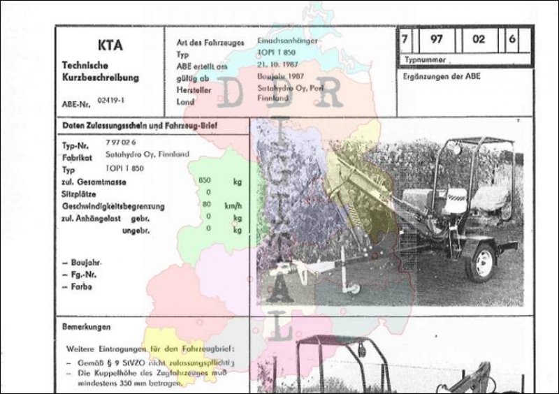 Einachsanhänger TOPI T 850