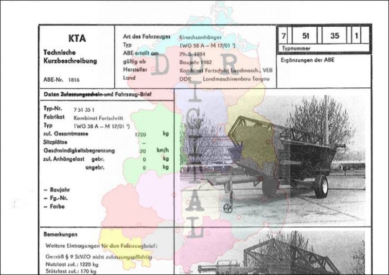 Einachsanhänger TWG 42 A - M 12/01
