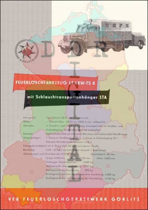 Feuerlöschfahrzeug LF-LKW-TS 8 mit Schlauchtransportanhänger STA