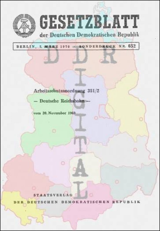 Arbeitsschutzanordnung 351/2 - Deutsche Reichsbahn