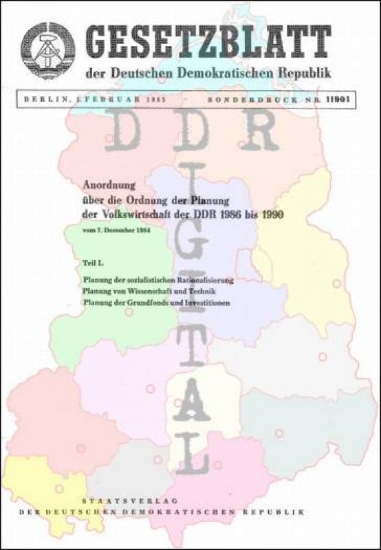Anordnung über die Ordnung der Planung der Volkswirtschaft der DDR 1986 bis 1990