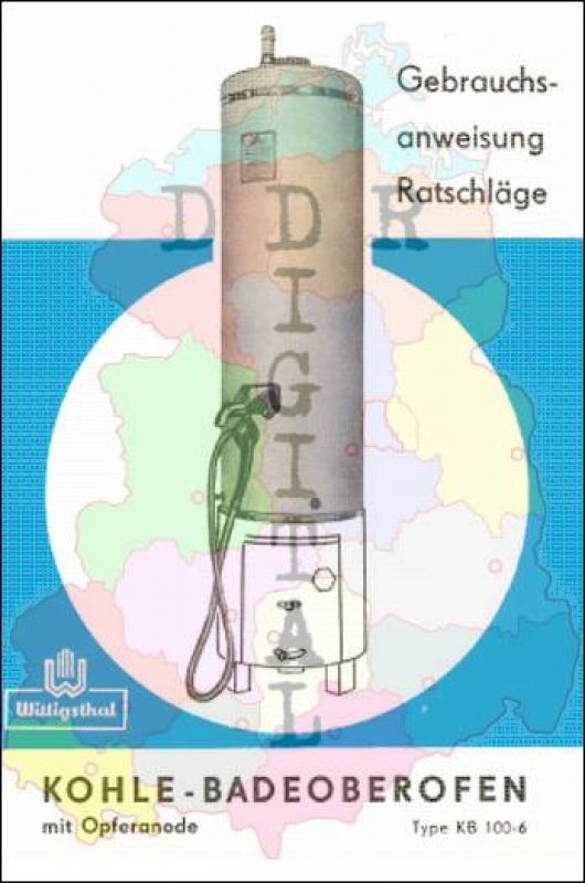 Kohle-Badeoberofen mit Opferanode Type KB 100-6