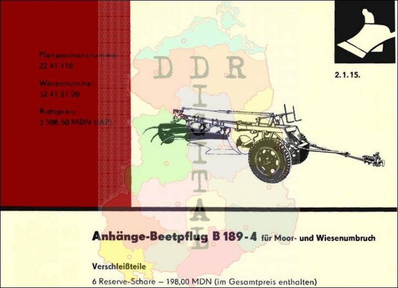 Anhänge-Beetpflug B 189-4