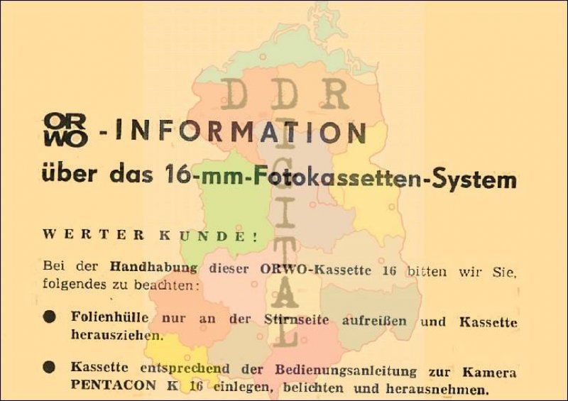 ORWO-Information über das 16-mm-Fotokassetten-System