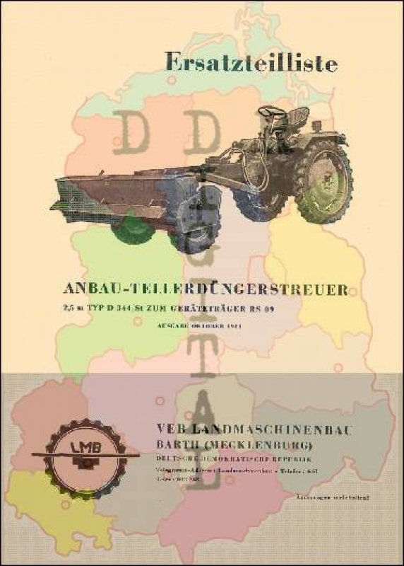 Ersatzteilliste Anbau-Tellerdüngerstreuer 2,5 m Typ D 334/St zum Geräteträger RS 09