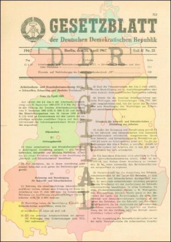 Gesetzblatt Teil II Nr. 35, Arbeitsschutz- und Brandschutzordnung 615/1 - Schweißen, Schneiden und ähnliche Verfahren