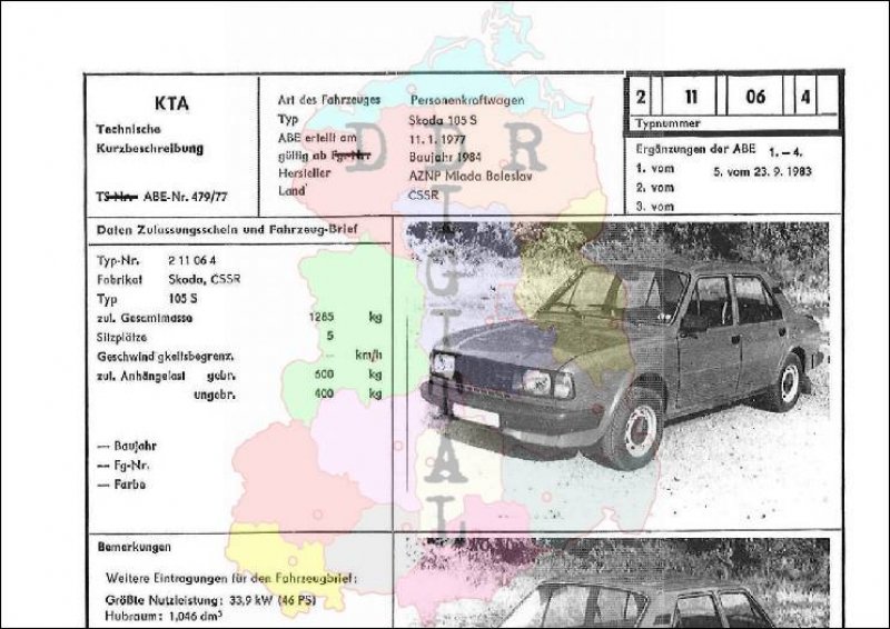 Personenkraftwagen Skoda 105 S