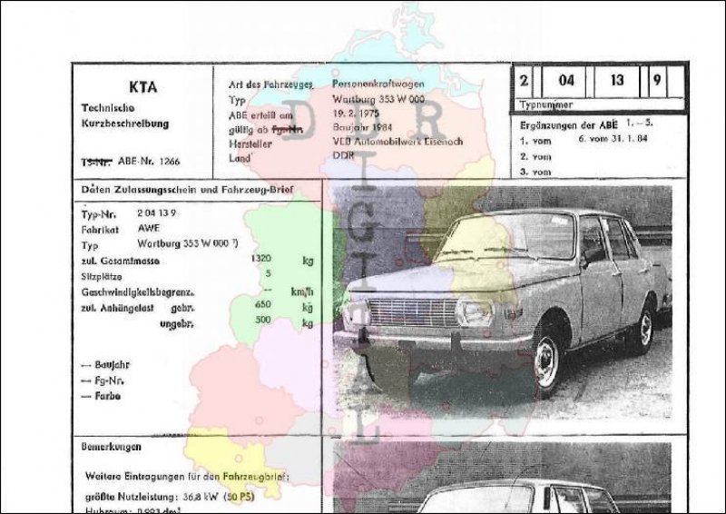 Personenkraftwagen Wartburg 353 W 002