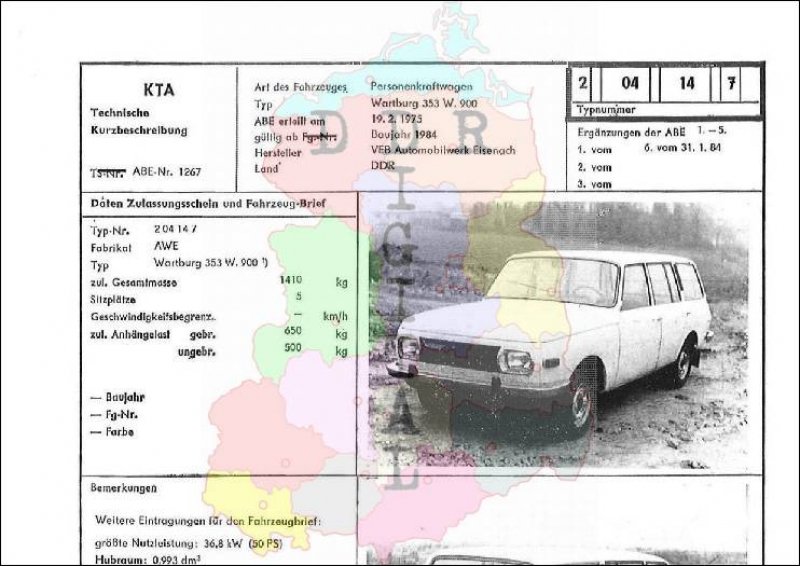 Personenkraftwagen Wartburg 353 S 904