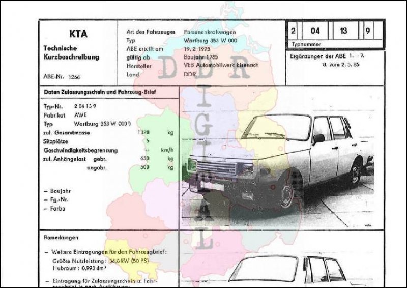 Personenkraftwagen Wartburg 353 W 002