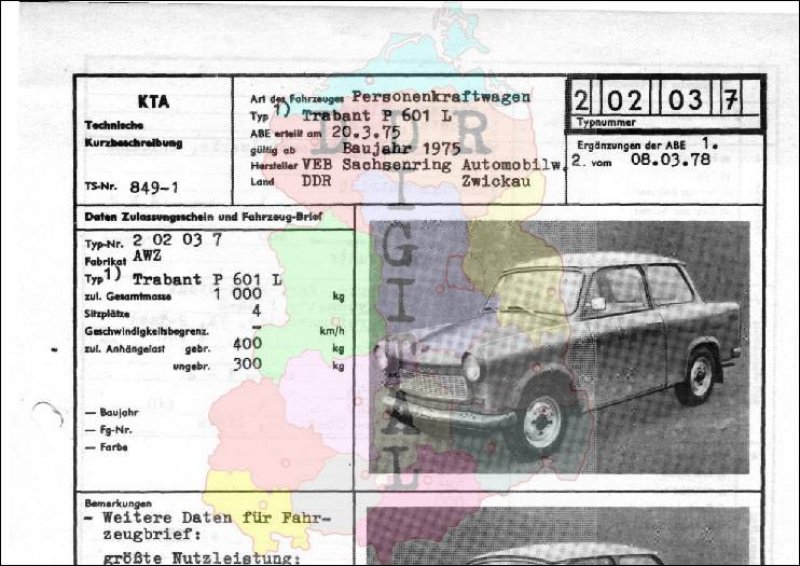 Personenkraftwagen Trabant P 601 LS