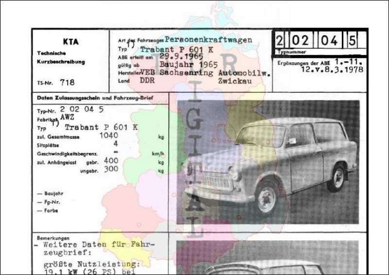Personenkraftwagen Trabant P 601 K