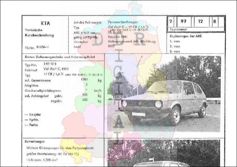 Personenkraftwagen VW Golf C - JK / 1,6 D