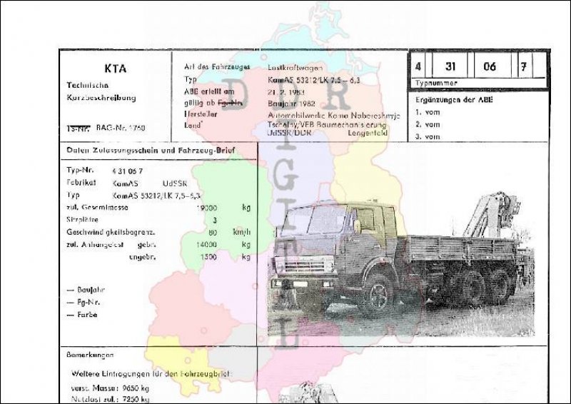 Lastkraftwagen KamAS 53212/LK 7,5-6,3