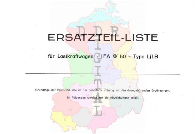Ersatzteil-Liste für Lastkraftwagen IFA W 50 Type L/LB
