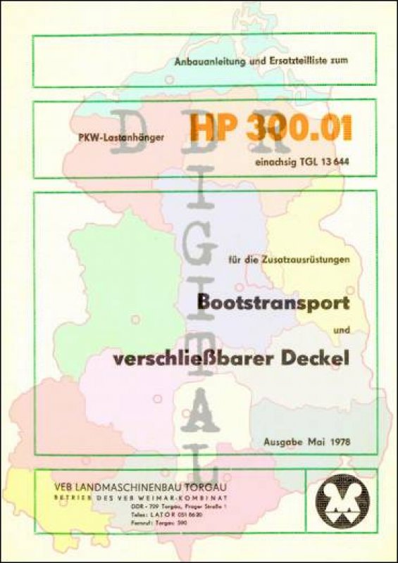 PKW-Lastanhänger HP 300.01; für die Zusatzausrüstung Bootstransport und verschließbarer Deckel