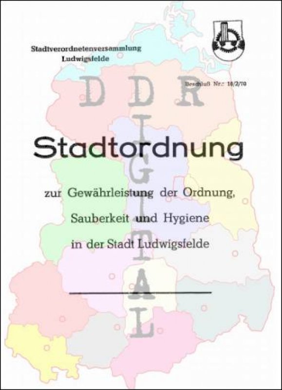 Stadtordnung zur Gewährleistung der Ordnung, Sauberkeit und Hygenie in der Stadt Ludwigsfelde