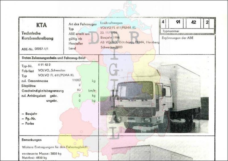 Lastkraftwagen Volvo FL 611/PEMA KL