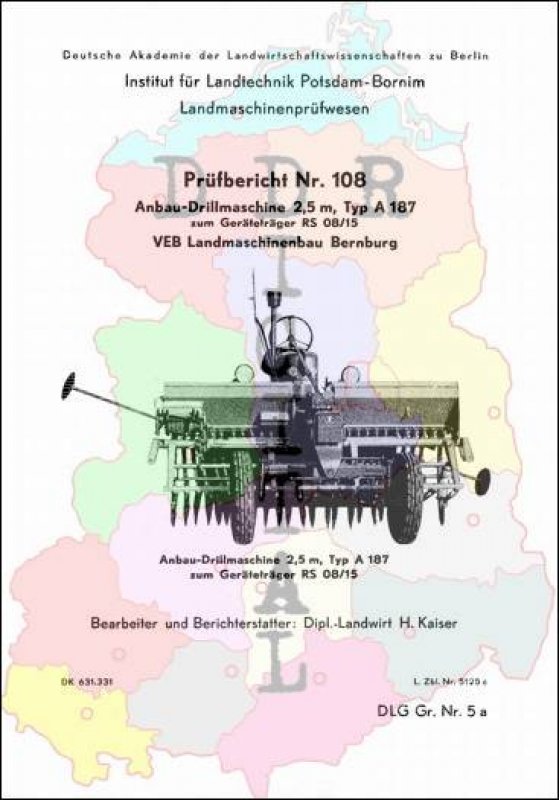 Anbau-Drillmaschine 2,5 m, Typ A 187 zum Geräteträger RS 08/15