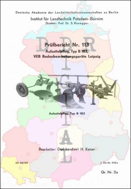 Aufsattelbeetpflug, Typ B 182