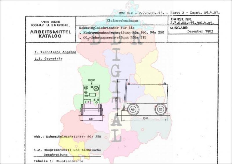 Schweißgleichrichter für die Elektrodenhandschweißung Rga 160, Rga 250; CO2-Schutzgasschweißung RGSa 315