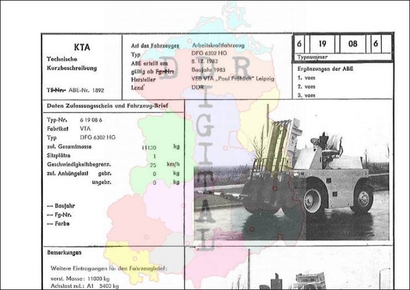 Arbeitskraftfahrzeug DFG 6302 HG