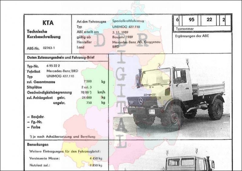Spezialkraftfahrzeug UNIMOG 427.110