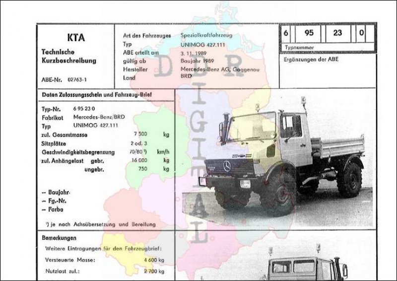 Spezialkraftfahrzeug UNIMOG 427.111