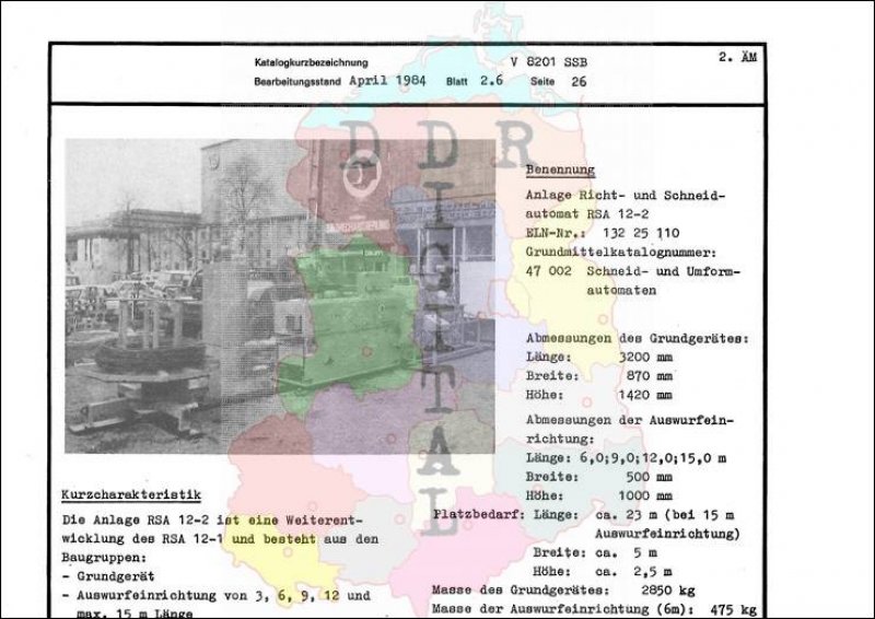 Anlage Richt- und Schneidautomat RSA 12-2
