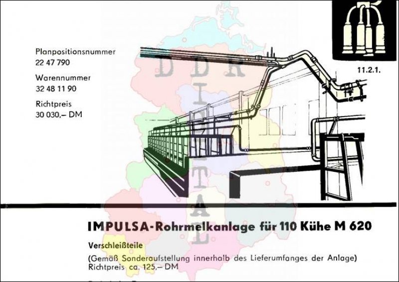 IMPULSA-Rohrmelkanlage für 110 Kühe M 620