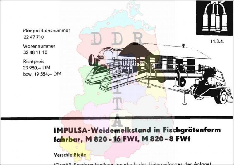 IMPULSA-Weidenmelkstand in Fischgrätenform fahrbar, M 820 - 16 FWf, M 820 - 8 FWf