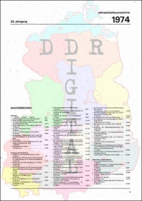 Kraftfahrzeugtechnik Jahresinhaltsverzeichnis 1974