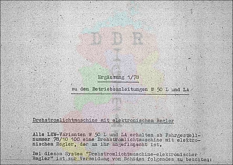 Ergänzung 1/78 zu den Betriebsanleitungen W 50 L und LA